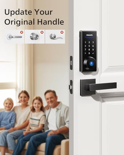 Philips Smart Lock with Handles, Keyless Entry Door Lock Set, Keypad Door Lock with 2 Level Handles, Digital Keypad Deadbolt for Front Door, App Fingerprint PIN Code Unlocking, Auto Locking thumbnail 9