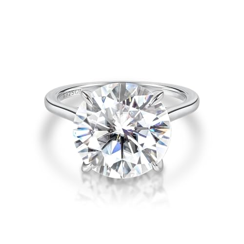 Gem's Beauty 6 carat Moissanite Ring for Women - Round Moissanite Engagement Ring 925 Sterling Silver Promise Rings D Color VVS1 Clarity Moissanite Wedding Rings for Women Size 7 by Gem's Beauty - Used condition - US$113.19