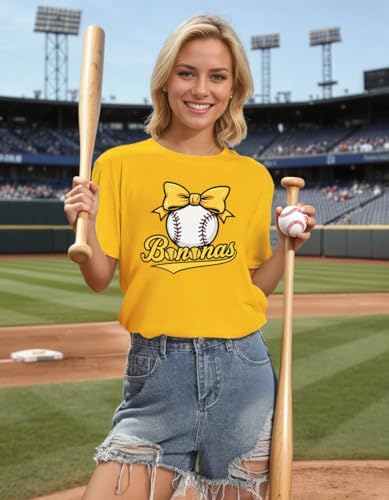 Baseball Shirts for Women Cute Bow Graphic T-Shirt Softball Mom Tee Funny Baseball Fan Short Sleeve Top2