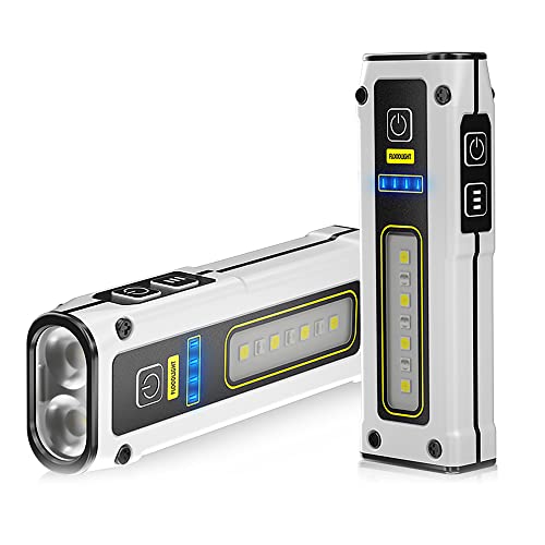 PINSAI 2 Pack Portable Rechargeable LED Work Light, Mini Magnetic Flashlights for Mechanics with COB Sidelight, Small Multi-use Waterproof Super Bright Car Repair Emergency Trouble Light