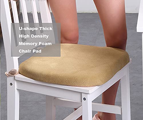 Sigmat Dining Chair Pad,2 Pack 16.5 X 16 Inches U-Shape Memory Foam Kitchen Chair Cushion With Strips Navy Blue #TOP1