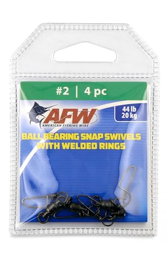 AFW Ball Bearing Snap Swivels Fishing Swivels & Snaps | Micro Size Strong Connection | Solid Brass Stainless Bearings Saltwater Freshwater Fishing Gear | Size #2 44lb 4 Pack Gunmetal Black