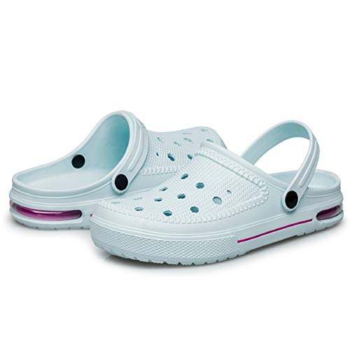 SILLENORTH Womens Clogs Garden Shoes Slip-on Sandals Girls Beach Sandals Slippers Light Blue Size 8.5