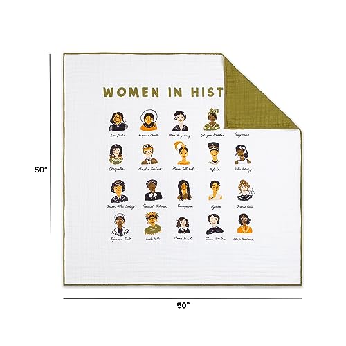 Image of Babyletto 100% Organic Cotton Quilt, GOTS-Certified, 3-Layers of Ultra-Soft and Breathable Muslin - Women in History