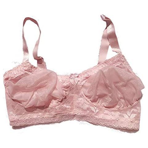 See-through Lace Pocket Bra for Silicone Breast forms for Mastectomy Crossdresser85-85 (44D, Pink) Cover