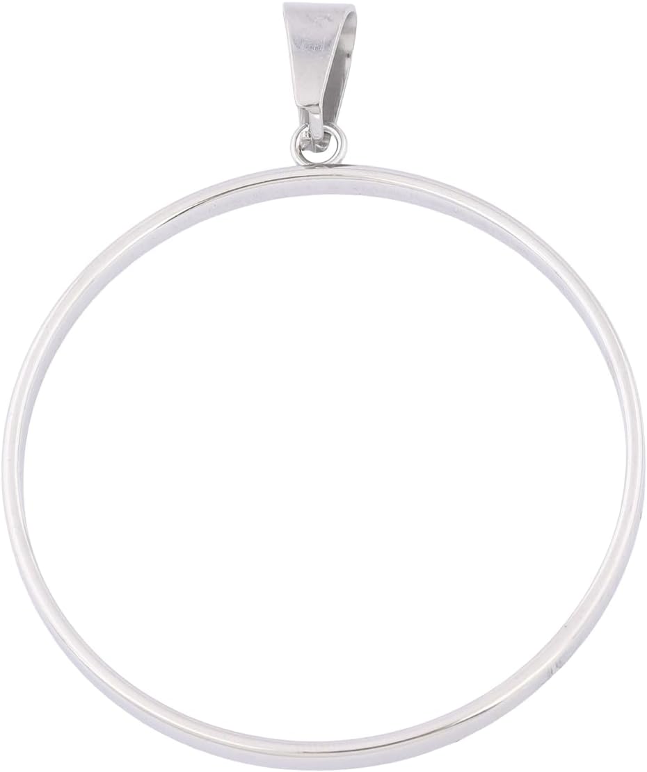 Stainless Steel 40mm Round Open Bezel Pendants, 10pieces Hollow Frame Setting Blanks for Resin DIY Jewelry (Plain Steel)
