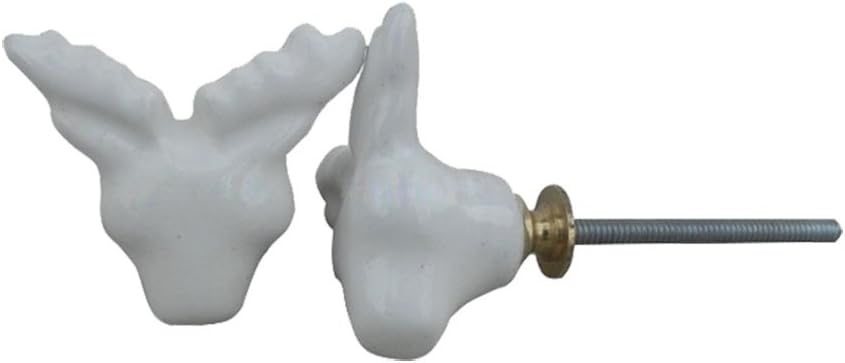 IndianShelf 20 Piece Unique Dresser Knobs Cabinet Pulls Drawer Handles Decorative Style - (Ceramic, Deer Fauna, White)