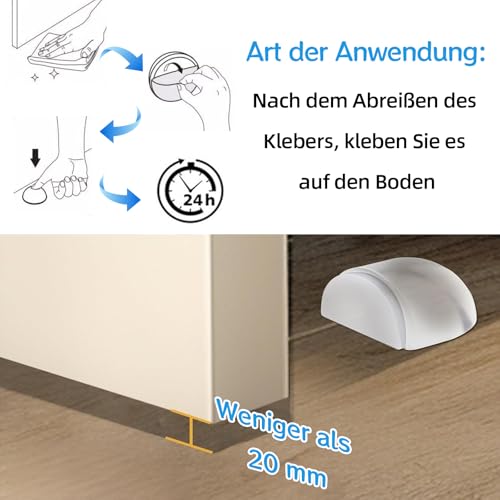 4 Stück Türstopper Boden selbstklebend, Transparente Selbstklebende Bodentürstopper Türpuffer Boden, zum Kleben Bodentürstopper, für alle Hartböden geeignet zum Schutz von Wand und Möbeln