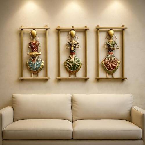 Image of Rajasthani Decorative Items Metal Frame (12 x 6.5 Inch) | Home decoration Item for living room Wall Hangings Traditional Wall Decor for Living Room & Home Decoration | Artistic Wall Hanging metal wall decor | Wall Decor Items for Home