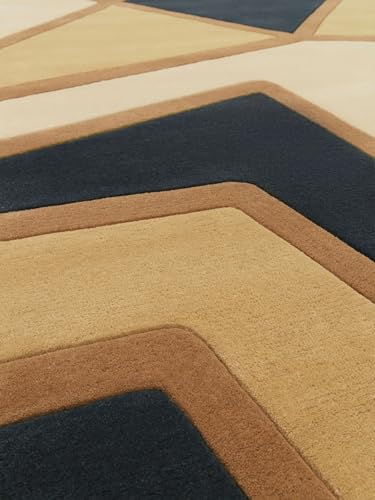 Art Deco Geometric Area Rug by Judy Xinyi Sun – Stylish Black, Tan & Beige Carpet for Living Room & Bedroom – Available in Multiple Sizes for Enhanced Interior Design - Image 3