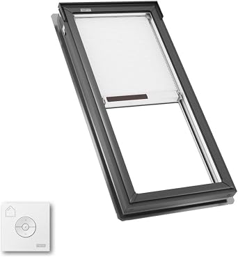 VELUX FS C06 2004S FS Fixed Deck Mount Skylight with Laminated LowE3 Glass and Solar Room Darkening Shade - C06 R/O 21 in x 45-3/4 in - Gray Frame/Clear Glass