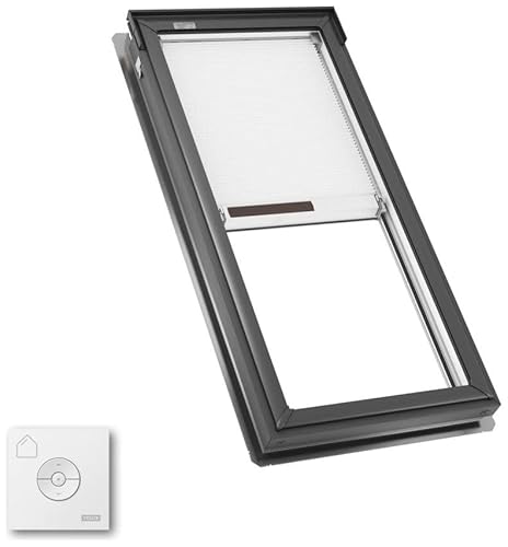 VELUX FS C06 2004S FS Fixed Deck Mount Skylight with Laminated LowE3 Glass and Solar Room Darkening Shade - C06 (R/O: 21 in x 45-3/4 in) - Gray Frame/Clear Glass