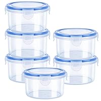 Frischhaltedosen mit Deckel, 6 Pack 600ML Luftdicht Frischhaltedose, Stapelfähig Rund Meal Prep Boxen, Wiederverwendbare Plastikschüssel Luftdicht Auslaufsicher, Gefrierdosen Set(6 Behälter+6 Deckel)