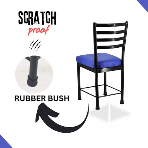 Image of Zidle Asphalt Dining Visitor Velvet seat Cushion Chair for Living Room | Cafe | Home | Restaurant |Powder Coated Metal Legs (2, Royal Blue, Black Coated Frame)