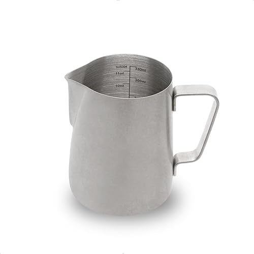 Miniatura 11 de watchget Jarra de espuma de leche de 11.8 fl oz/20.3 fl oz/30.4 fl oz/50.7 fl oz (12 oz/20 oz/32 oz/52 onzas) - Jarra de vapor de café para Plateado