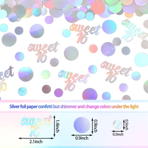 Image of 16th Birthday Confetti for Tables Iridescent Circle Dots Sweet 16 Birthday Party Decorations for Girls Happy16th Birthday Table Scatters Decor Supplies 300PC