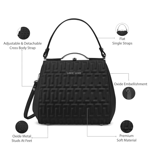 Image of Lavie Luxe Women's Fluffel Frame Satchel Handbag for Women | Satchel Bag for Work | Ladies purse | Stylish Shoulder Bag | Gift For Women