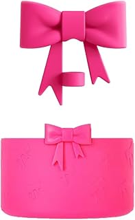 7.5cm Silicone Bottle Cover &10mm Bow Shape Straw Topper for Stanley Quencher 30 40oz H2.0 and IceFlow 20 30 oz Tumbler (2pcs Rose Pink B)