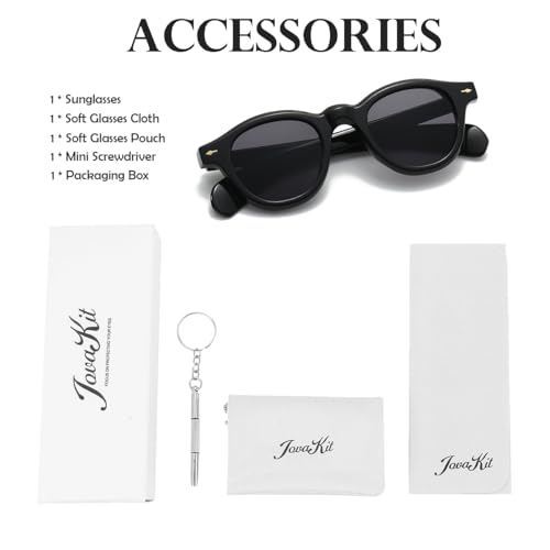 Image of JOVAKIT Trendy Round Sunglasses for Women Men 90s Retro Vintage Classic Fashion Round Frame Sun Glasses Black Shades
