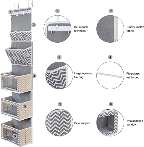 Victor's Super Neat Looking Door Over Hanging Organizer,Behind The Storage Organizer With Hook And Large Clear Windows, Wall File (1 Pack B-Wave-Grey) #TOP3