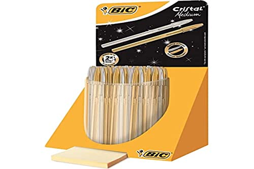 Bic Cristal - Expositor de 40 bolígrafos, color oro y plata