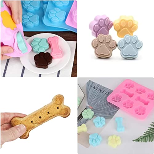 Puppy Dog Paw Bone Silicone Mold For Baking(2 Pcs)Dog Paw And Bone Silicone Mold Ice Cube Mold Chocolate, Candy, Jelly, Biscuit，Dog Treats Ice Cube Silicone Molds Oven Microwave Freezer Safe #TOP2