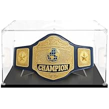 Championship Belt Display Case, 24"x16"x16" Large Acrylic Box with 4mm Ultra-Thick Clear Panel,Includes Belt Stand for Wrestling or Boxing Titles