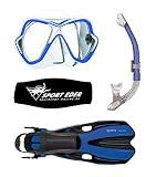 Mares X-Vision Schwarz/Weiss Schnorchelset (blau, S/M (35-38))