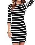 Haola Women's Sexy Casual Long Sleeve Short Dress Mini Dress Stripe Dresses S Stripe