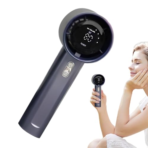 Ventilador portátil, ventilador de mano con tecnología de turbocarga con pantalla LED, soporta uso portátil recargable y potente refrigeración, ventilador de escritorio, viajes, trabajo o rutinas