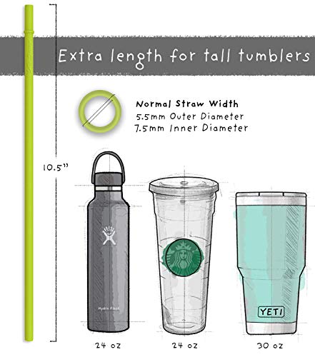Long Silicone Straws With Stoppers For Tumblers - Slender Silicon Rubber Reusable Drinking Straws For Simple Modern, Starbucks, Yeti, Rtic, Acrylic 24 30 40 Oz Tumbler Cups - Flexible Bpa Free #TOP2