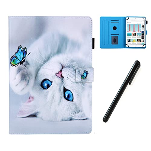 HereMore Housse Universelle Tablette 10.1 Pouces avec Stylet, Coque Pochette Étui de Protection pour Samsung A 10.1, Huawei M5 Lite/T3 T5 10, iPad 10.2, ASUS ZenPad 10, Lenovo Tab E10, Chat