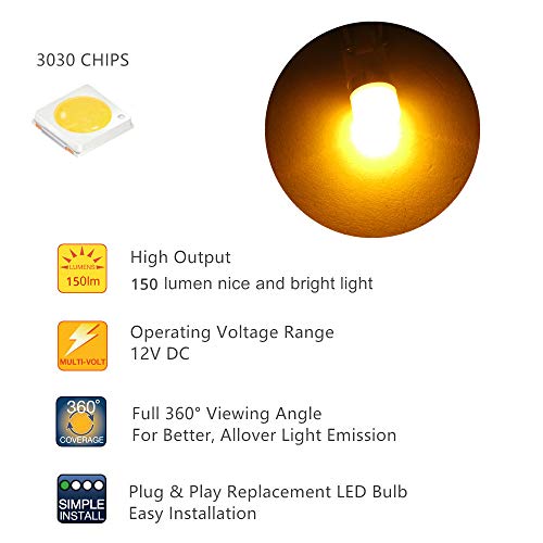 Image of WLJH Yellow Dimmable LED Dash Gauge Kit for 1987-1991 Jeep Wrangler | 3030 SMD, 100lm, Plug and Play, Cluster Speedometer and Indicator Backlight, with Twist Sockets, 8-Pack