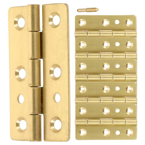 PACKOVE 6pcs 45x29mm Copper Continuous Piano Hinges 8-Hole Heavy Duty Butt Hinges for Wooden Boxes and Cabinets, Gold Finish, Screws Not Included, Suitable for Industrial and Craft Use