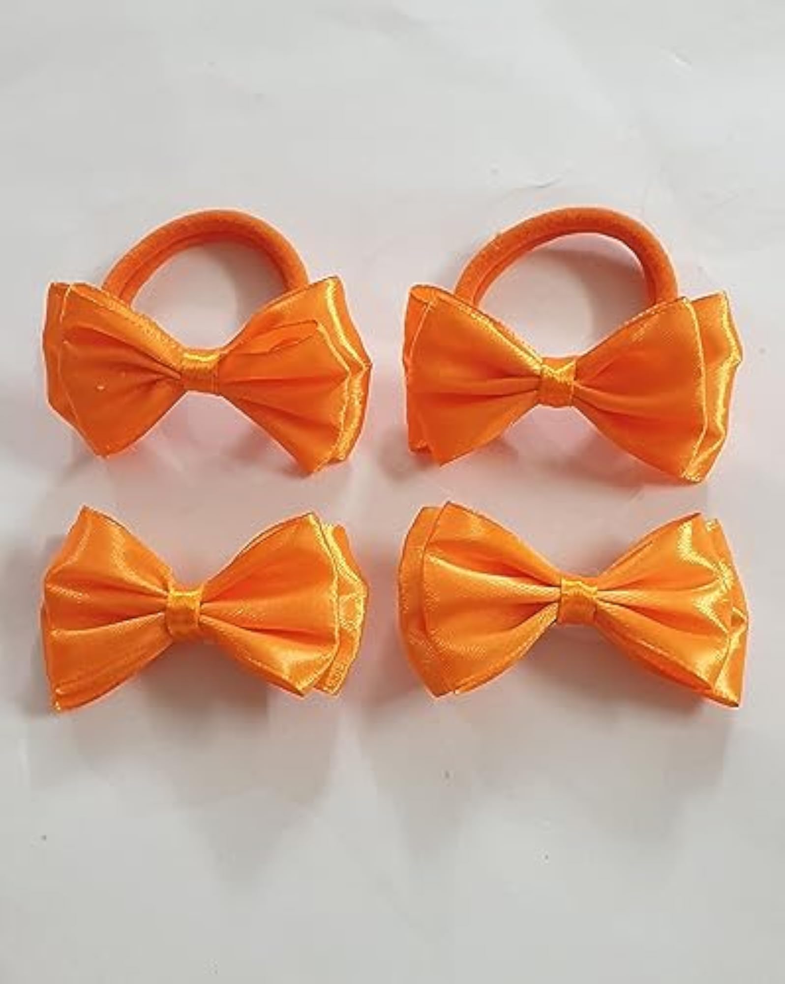 Orange Colour Hair Accessories Set-4, Bow Hairclip & Ponytail Band