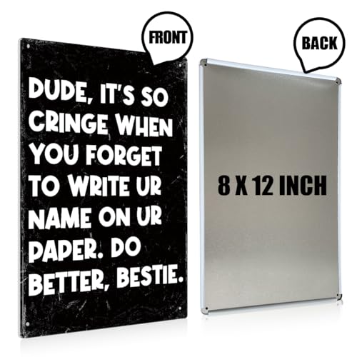 Teacher Gifts for English Teachers，Math Science Classroom Decor, Middle High English Math Science Classroom Tin Sign Decor Black