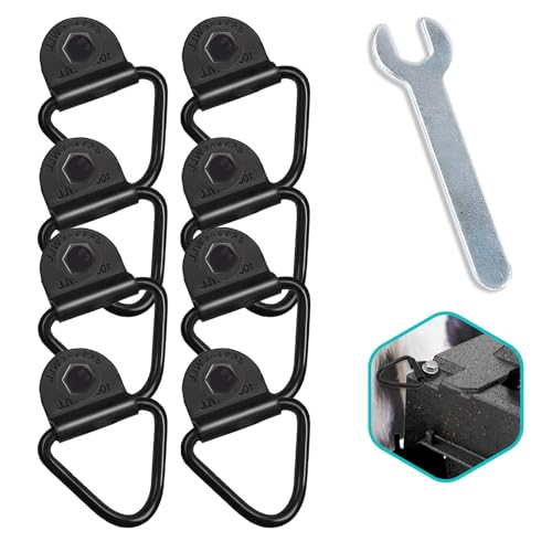 8 Pack Heavy Duty Tie Down Kit for Ruffland Kennels, 1000LB Load Capacity D-Ring Securing System with Bolts and Wrench for Easy Vehicle Installation