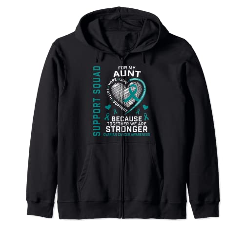Teal Ribbon Ovarian Cancer Support Squad Tía Family Fight Sudadera con Capucha
