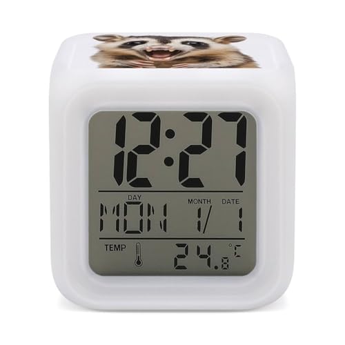 Yelling Possum Funny Colorful Alarm Clock Discoloration LED