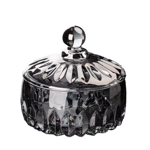 Cenicero de Cristal de Lujo con Tapa: decoración de Escritorio for salón, Mesa de Centro y terraza. Diseño Elegante a Prueba de Polvo.(Black)