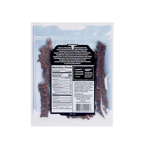 Image of No Mans Land Slow-Dried Beef Jerky | Smoked & Seasoned Jerky Strips | High Protein, Low Carb Beef Snack | Gluten Free - MILD (6oz)