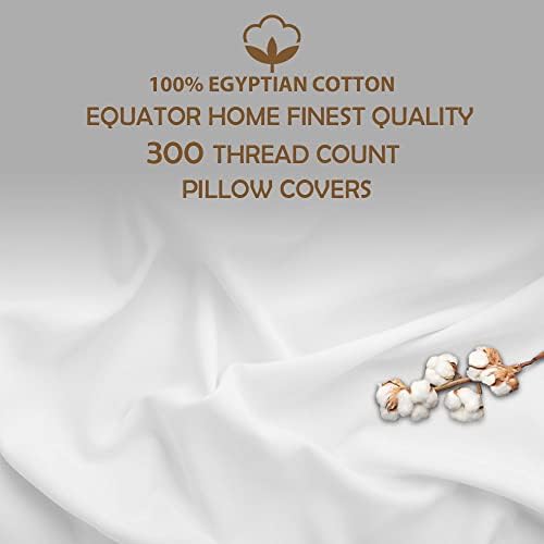 EQUATOR HOME 200+ Thread Count 100% Pure Premium Cotton Pillowcases 2 Pack with Envelope Closure - Ultra Soft & Highly Durable Standard Size Pillow Covers Pair 50x75 cm (White)