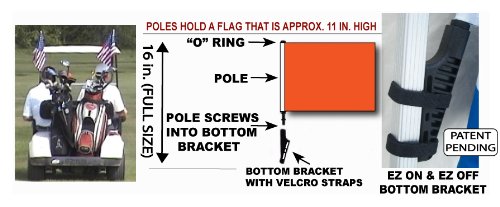 Orange Golf Cart Flag With Ssp Flags Ez On & Off Bracket #TOP1