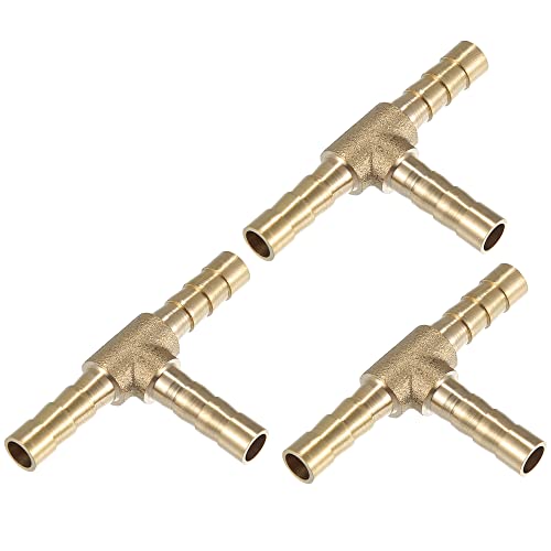 QUARKZMAN 3 Uds 6mm 0.24 Latón Coche Espiga Manguera Conexión T Forma 3 Vías Conector