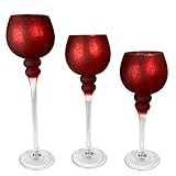 Material: Glas Knüllermarkt 32116 I Glaspokal Kelch rot matt Windlicht Set I elegant Deko Weihnachten Hochzeit I Tischdeko Teelicht Kerzenhalter