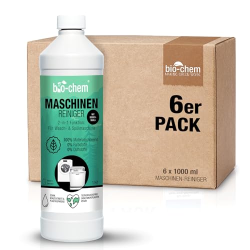 bio-chem Maschinenreiniger 6x 1000 ML für Waschmaschine und Geschirrspüler I Geruchsneutral & schonend I Flüssiger Intensiv-Reiniger für...