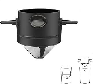 Pour Over Coffee Maker,Portable Stainless Steel Reusable Coffee Filter,ACPhooo Mini Collapsible Paperless Single Serve 1-2...