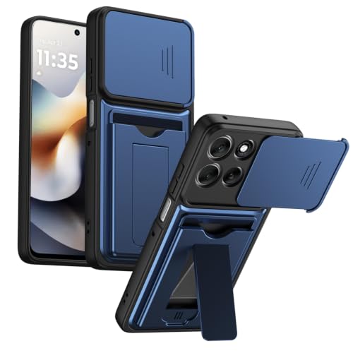 �Ή��@�� Motorola Moto G86 5G �g�уP�[�X,�J�[�h�X���b�g�t���X�^���h�t���ϏՌ��X�}�z�P�[�X Blue [���s�A���i]