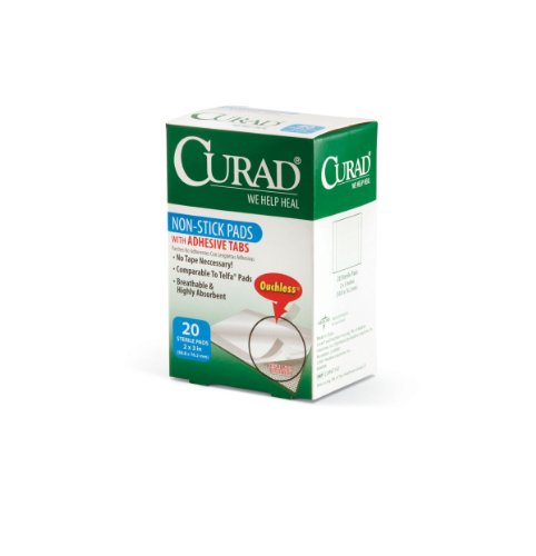 Medline Pad Non-Stick Curad With Adhesive, 2 Inch X 3 Inch, 12 Count #TOP13