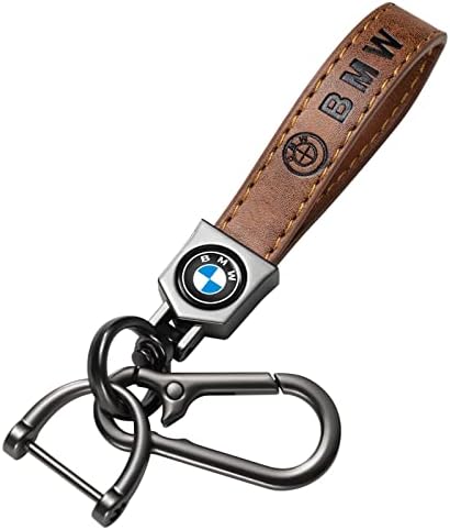 MOESUN Car Keyring Keychain,Leather Car Key Chain Key Ring,Car Key Fob Accessory for Men Women,Brown